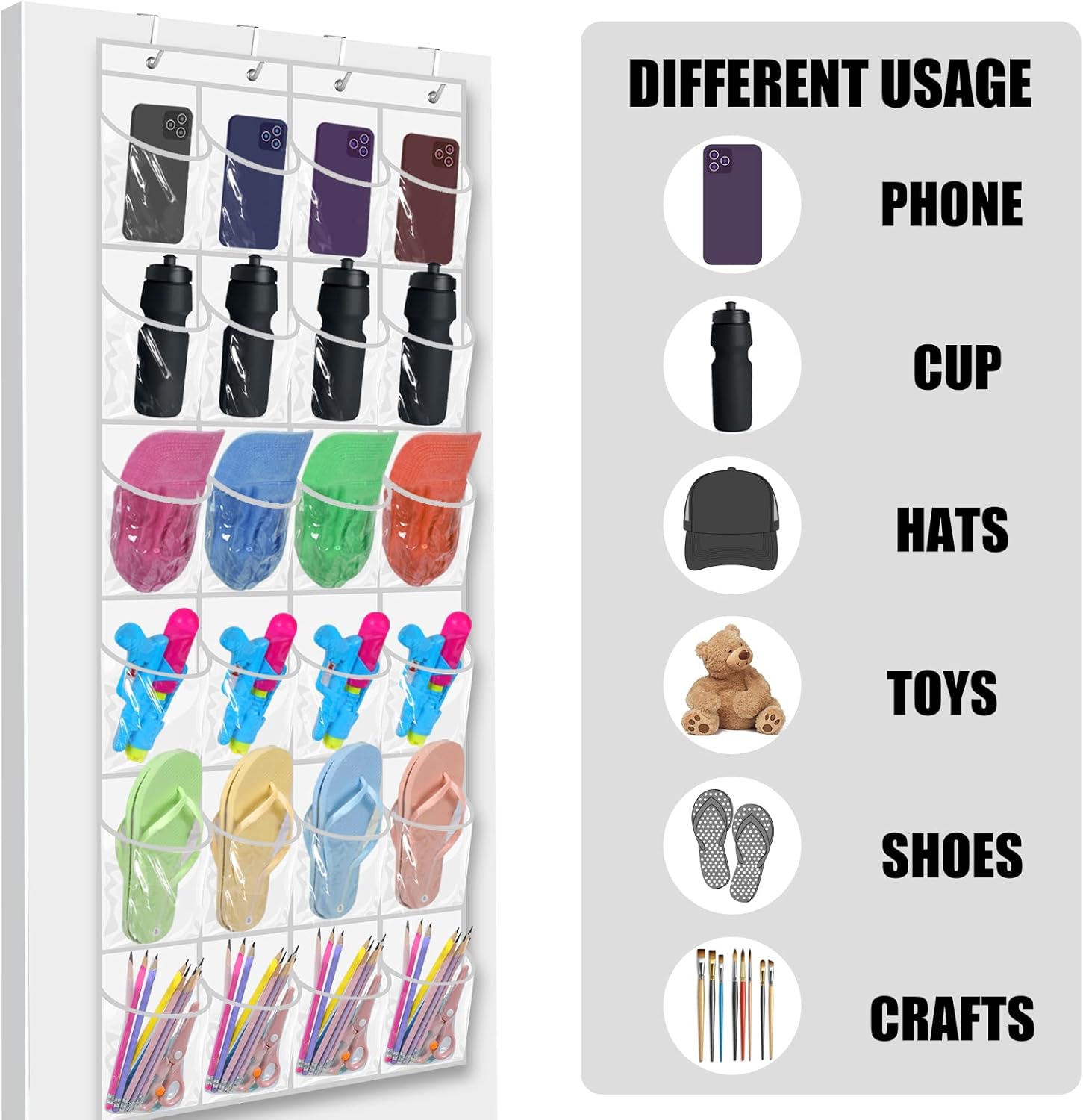 Windyun 24-Pocket Hanging Organizer - Large Clear Shoe Rack for Closet & Bathroom | Waterproof & Nonslip