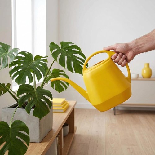 Fasmov 1-Gallon Plastic Watering Can - Bright Yellow Color for Easy Plant Care