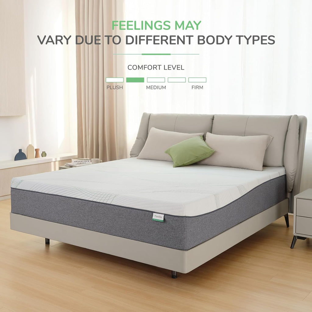 Novilla Queen Size Mattress - 10 Inch Gel Memory Foam for Plush Comfort & Pressure Relief | CertiPUR-US Certified
