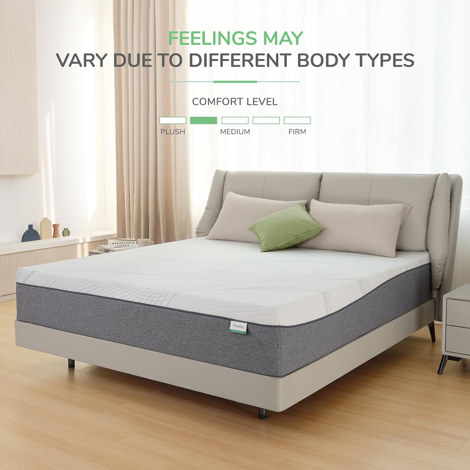 Novilla Queen Size Mattress - 10 Inch Gel Memory Foam for Plush Comfort & Pressure Relief | CertiPUR-US Certified