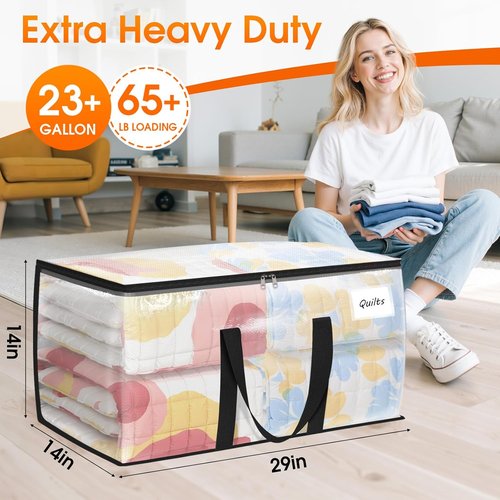 Fab Totes Extra Heavy Duty Moving Bags - Oversized Storage Solution with Reinforced Handles & Double Zippers