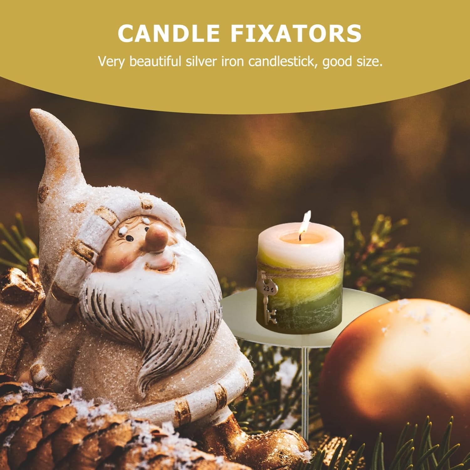 Yardwe Candle Fixators - 12-Pack Metal Candle Holders for Home & Party Decor | 2.55 Inch