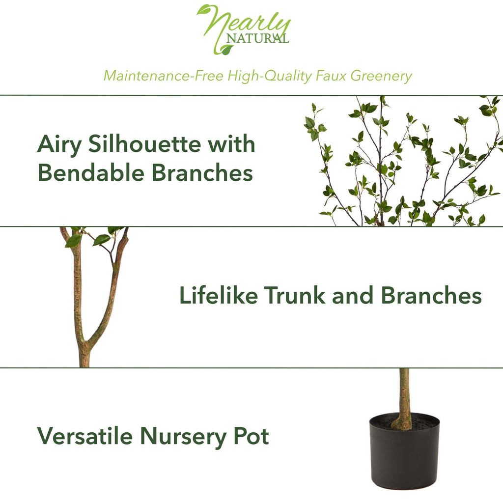 Nearly Natural 5ft Citrus Artificial Tree with Bendable Branches, Realistic 60in Minimalist Fake Tree with Nursery Planter for Indoor Home Decor, Living Room, and Office Decor