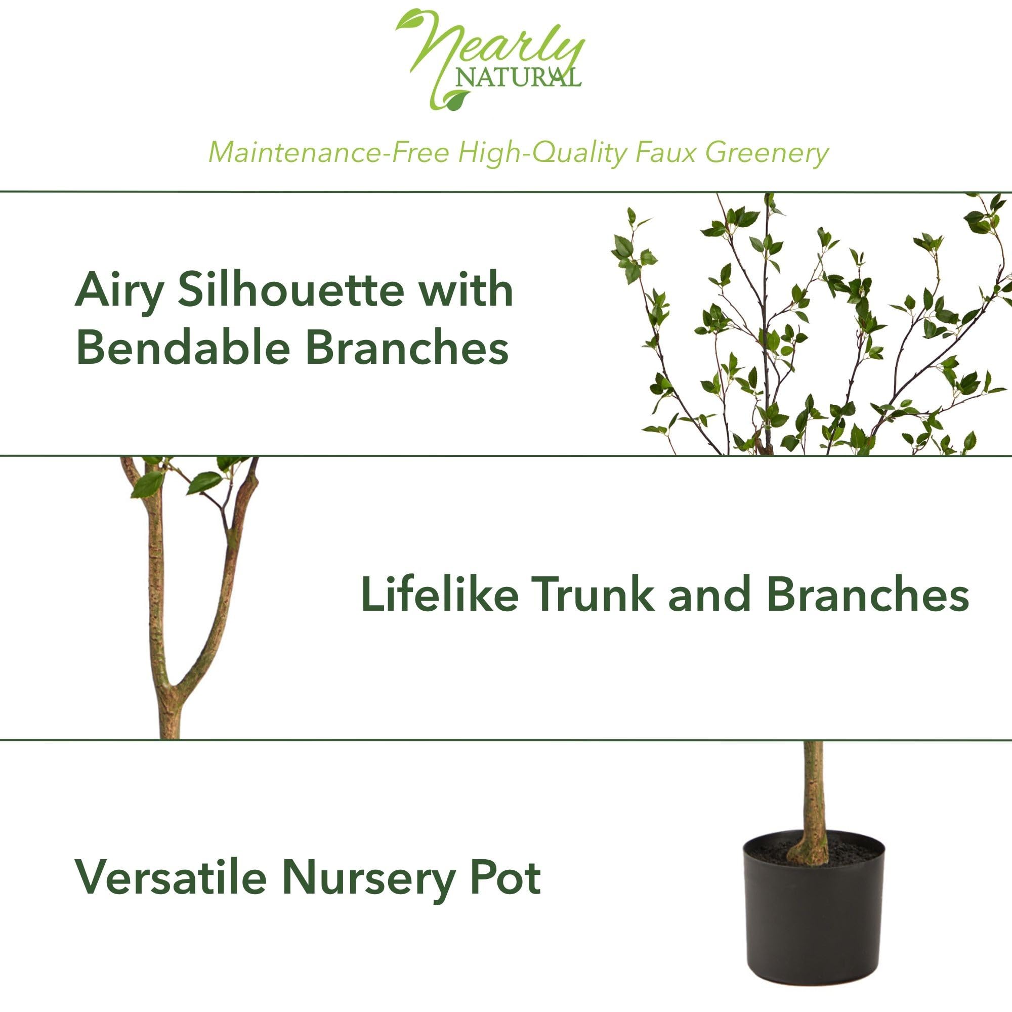 Nearly Natural 5ft Citrus Artificial Tree with Bendable Branches, Realistic 60in Minimalist Fake Tree with Nursery Planter for Indoor Home Decor, Living Room, and Office Decor