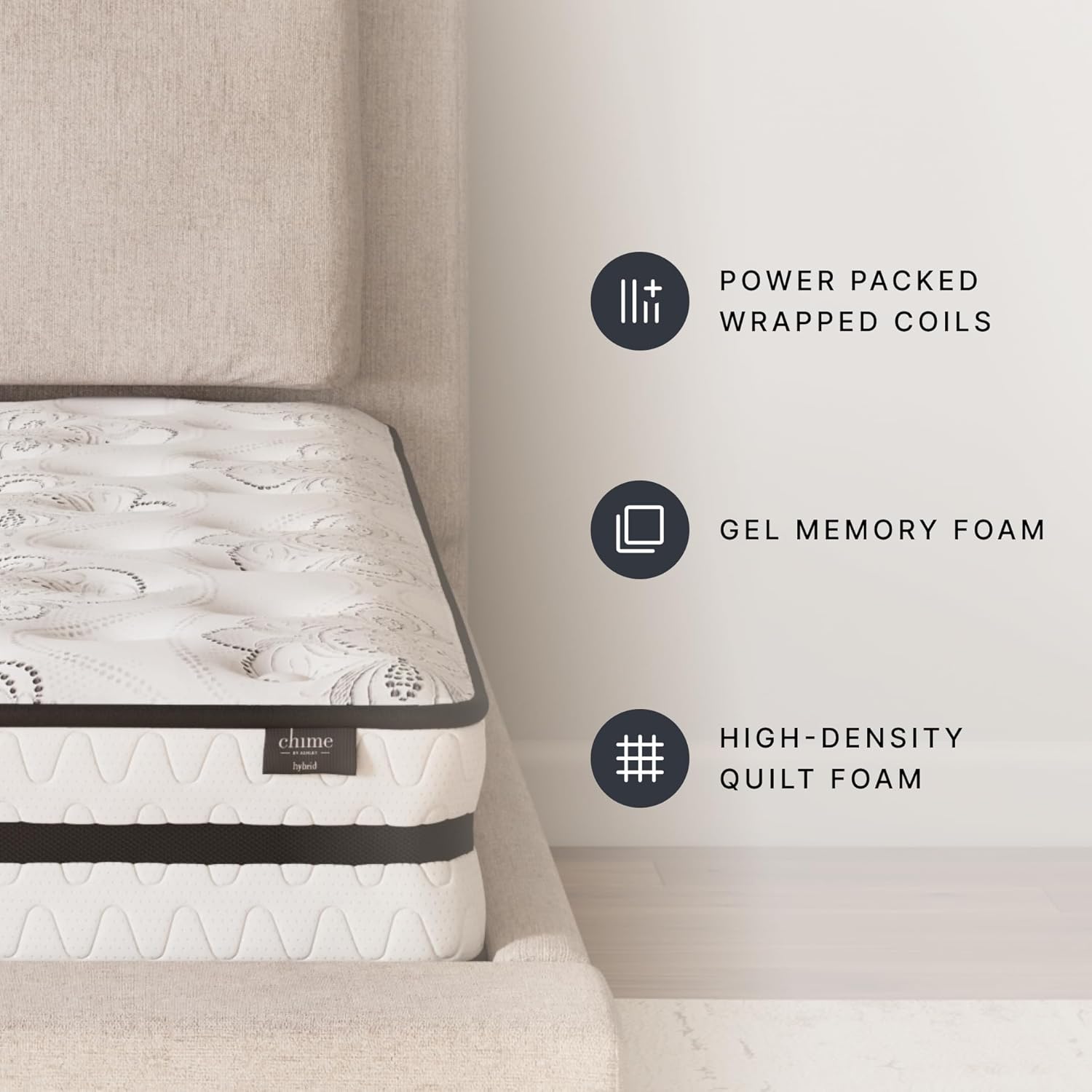 Signature Design by Ashley Twin Size Hybrid Mattress - 10 Inch Medium Firm with Cooling Gel Memory Foam