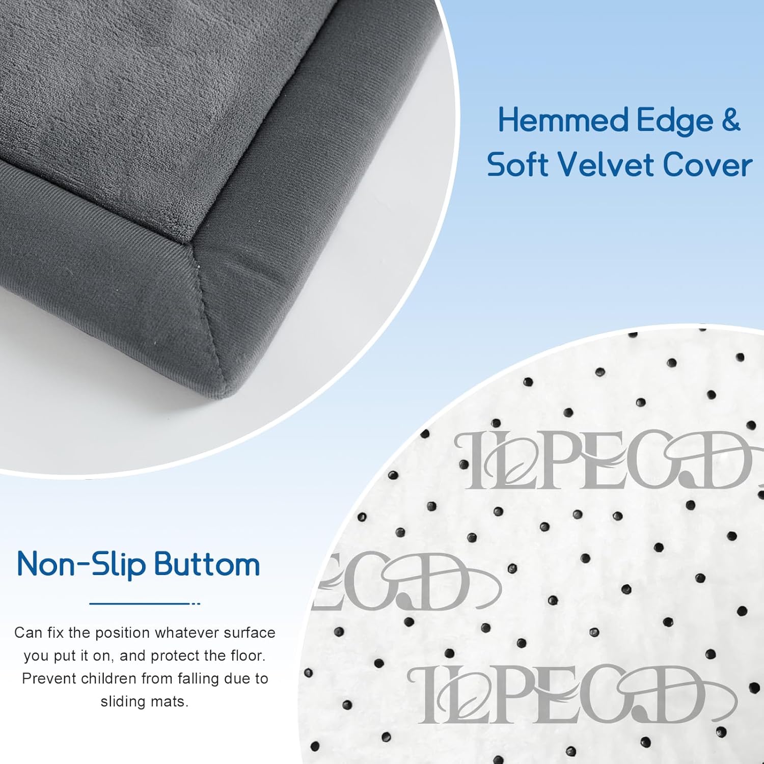 Skiennix Baby Play Mat - Soft Memory Foam Crawling Rug for Infants & Toddlers - 50"x50" - Grey