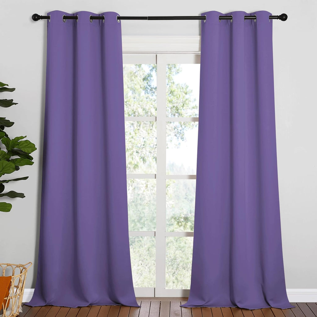 NICETOWN Blackout Curtains for Patio Glass Door - Privacy Panel Drapes, Lilac Purple, 42" x 90" (1 Pair)