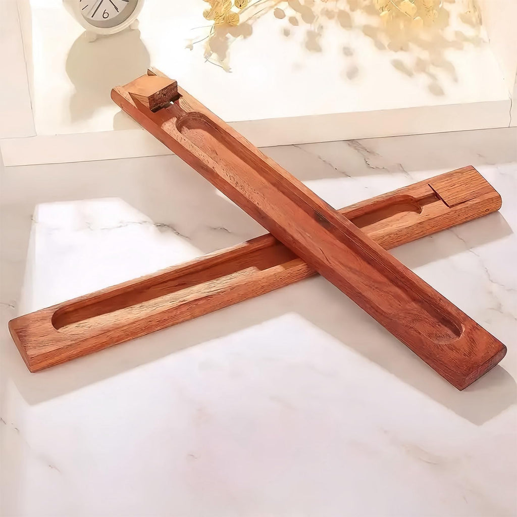 RE RELIURE 2 Packs Wood Incense Holder for Sticks with Adjustable Angle, Incense Stick Holder with Ash Catcher,Stick Incense Burner,9.8 Inches