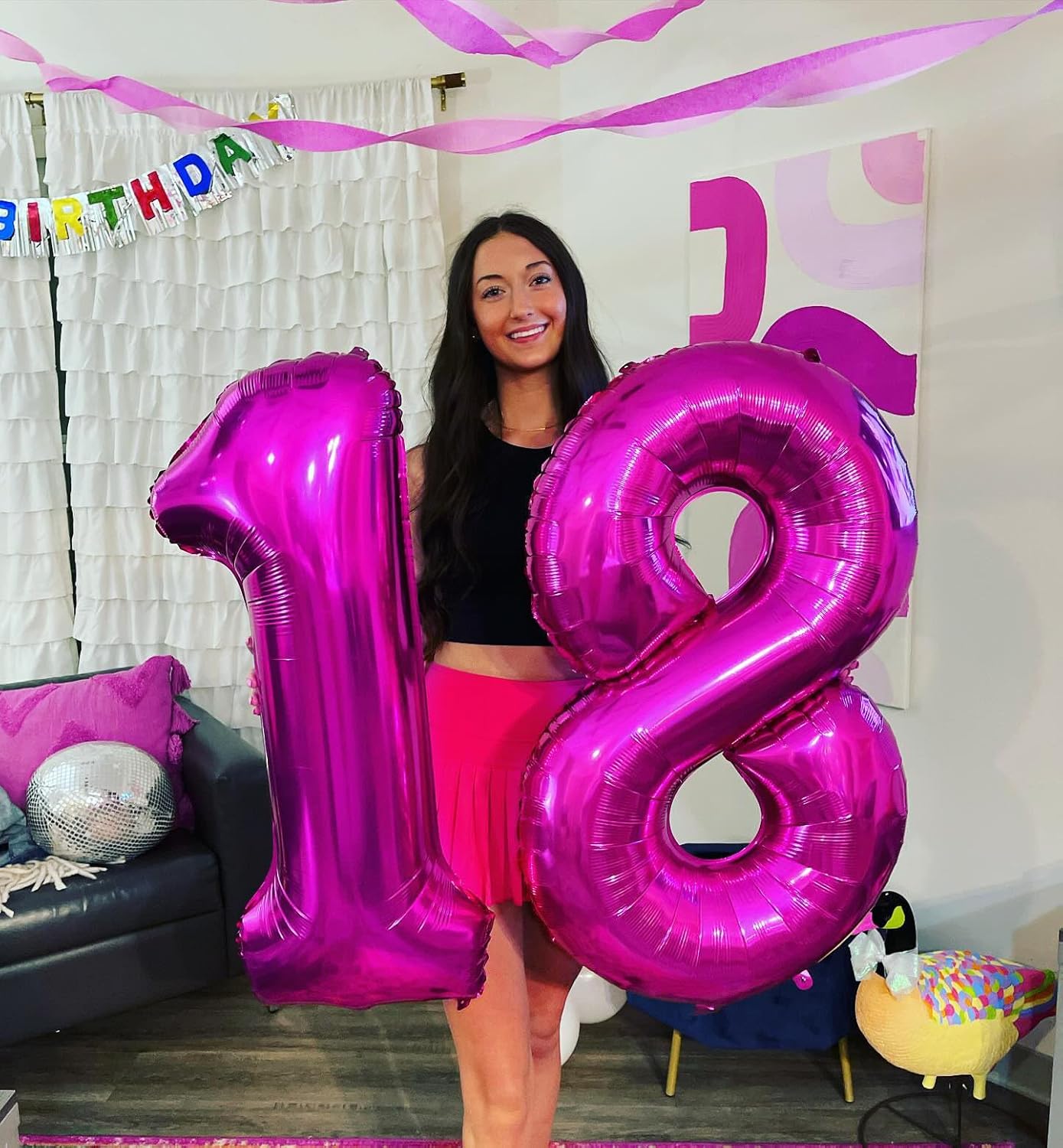Number 3 Balloon - 40 Inch Rosy Purple Birthday Decoration for Kids & Women’s Parties