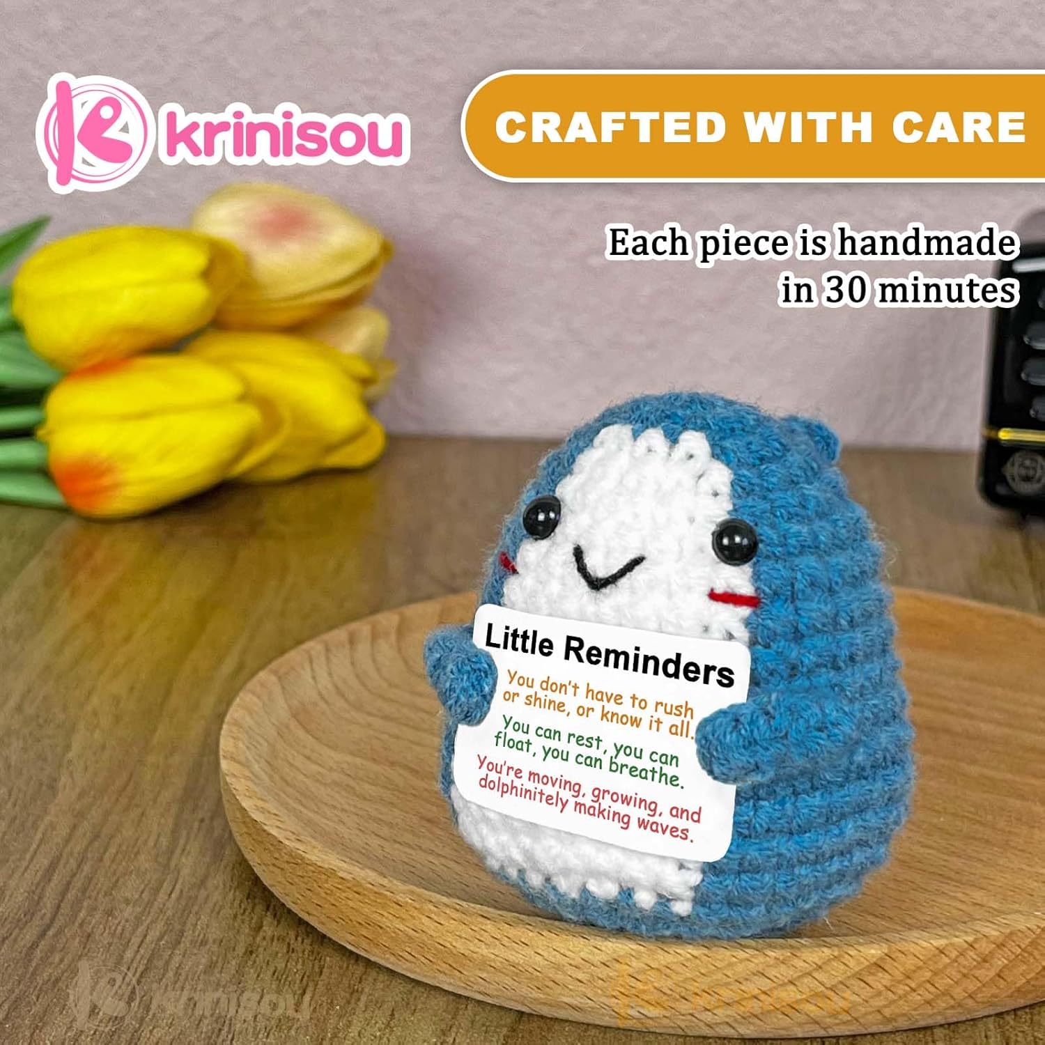 Positive Animals Dolphin Crochet Gifts - Dolphin Themed Office Desk Decor | Inspirational Motivational Gift for All