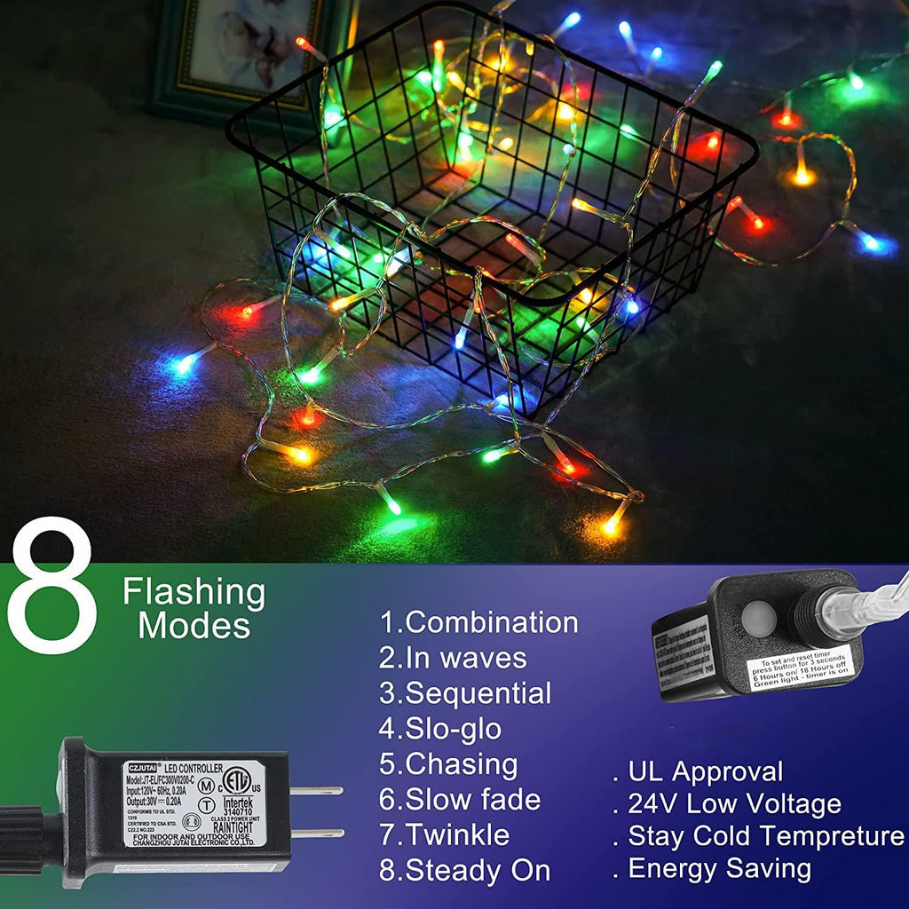 Skiennix Christmas Star String Lights - 320 LEDs Waterproof Fairy Lights with 13" Topper Star for Outdoor Decor