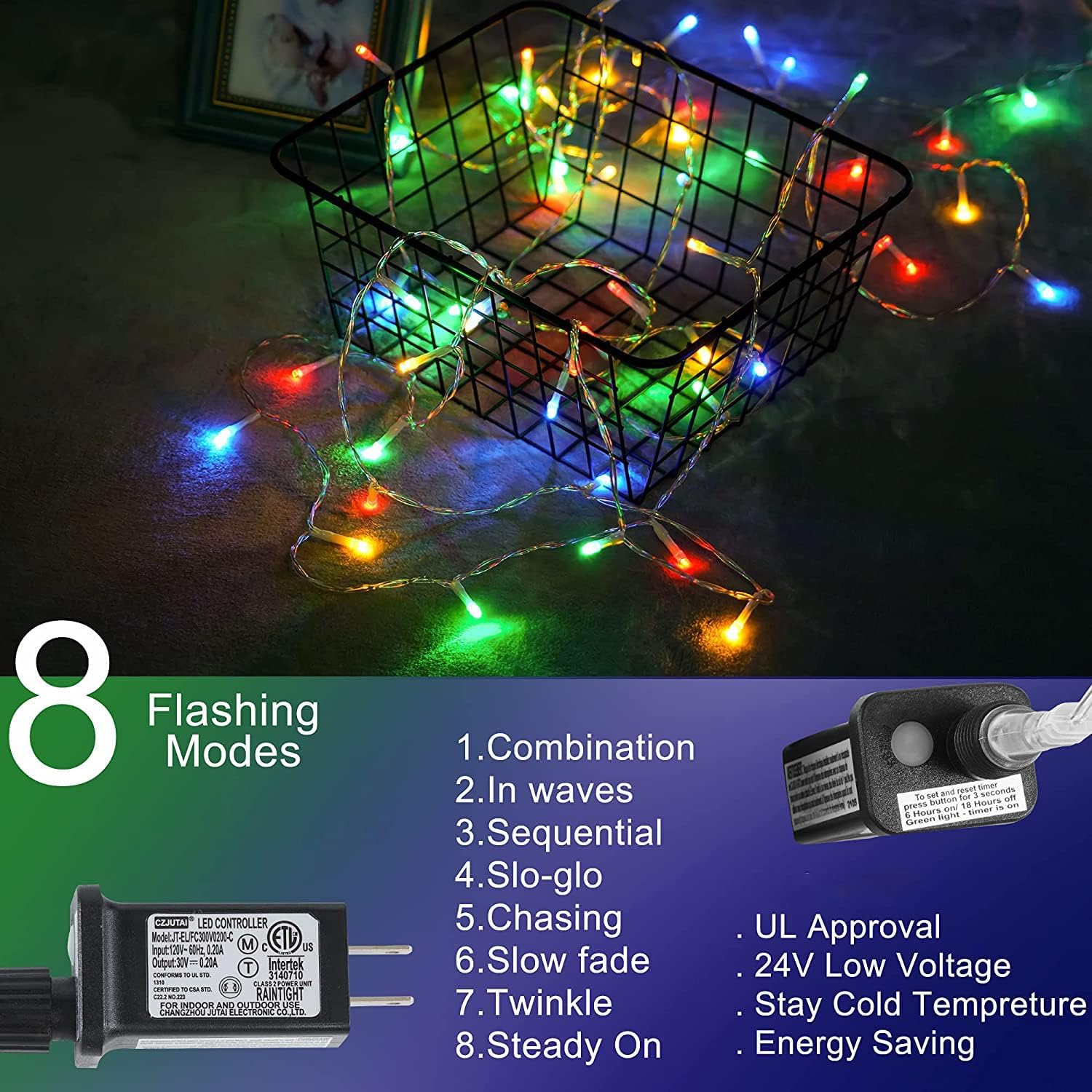 Skiennix Christmas Star String Lights - 320 LEDs Waterproof Fairy Lights with 13" Topper Star for Outdoor Decor