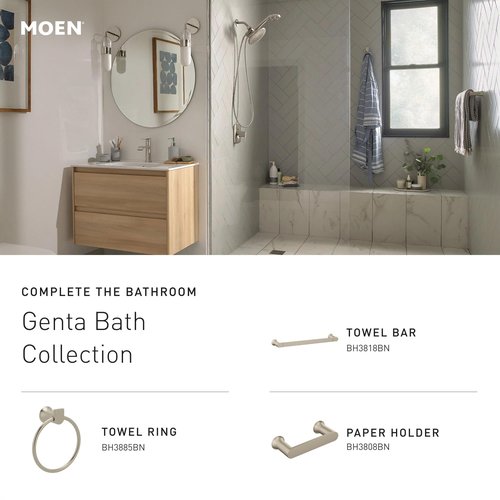 Moen Genta LX Modern Single Robe Hook or Towel Hanger for Kitchen or Bathroom, Brushed Nickel, BH3803BN