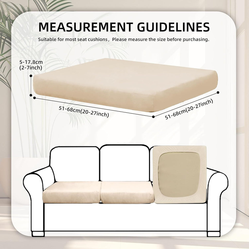 BIETYONE 8Pcs Stretch Velvet Patio Cushion Covers - Fluffy Washable Slipcovers for Fall Outdoor Decor | Beige