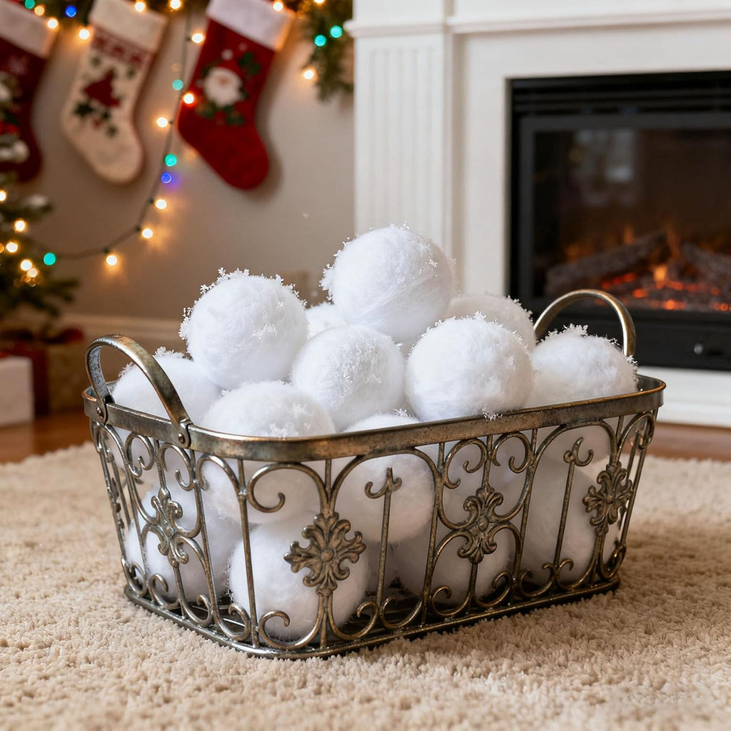 Skiennix Fake Snow Balls - 50 Pack Soft Snow Ball Fight Set for Indoor & Outdoor Fun | Winter Party Decor