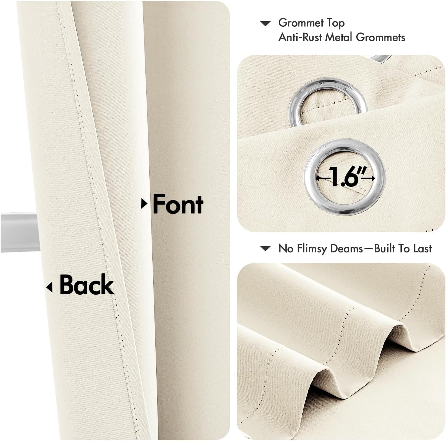 MIULEE Birch Blackout Curtains - Thermal Insulated Room Darkening Drapes | 63-Inch Grommet Panels