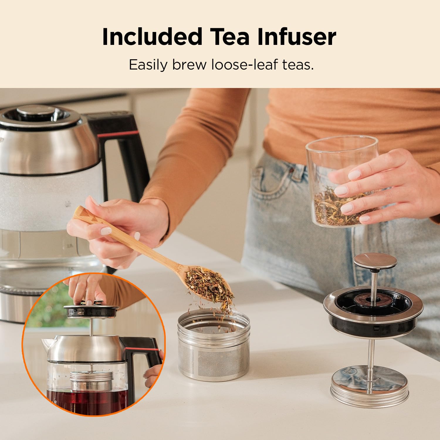 CUCKOO Electric Tea Kettle with Infuser, Glass Electric Kettle with Multi-Temperature Control, Easy to Read LED Lights, 1.7 Liter Capacity Tea Maker Pot (CK-G170BS)