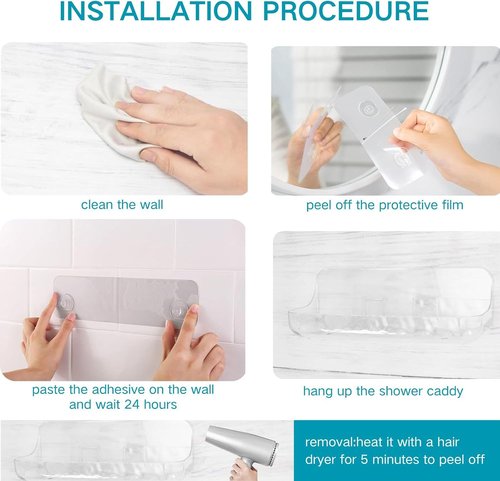 Acrylic Wall Mounted Shelves - 2 PCS Transparent Bathroom Storage | Non-Drilled Adhesive Design
