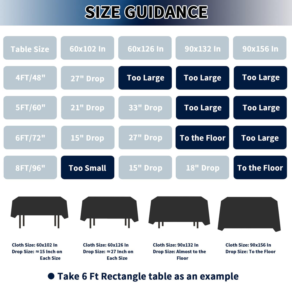 PureFit 6 Pack Rectangle Black Table Cloths 60 x 126 Inch for 6Ft Tables, Stain and Wrinkle Resistant Table Linens for Home Use, Wedding, Party, Banquet and Camping