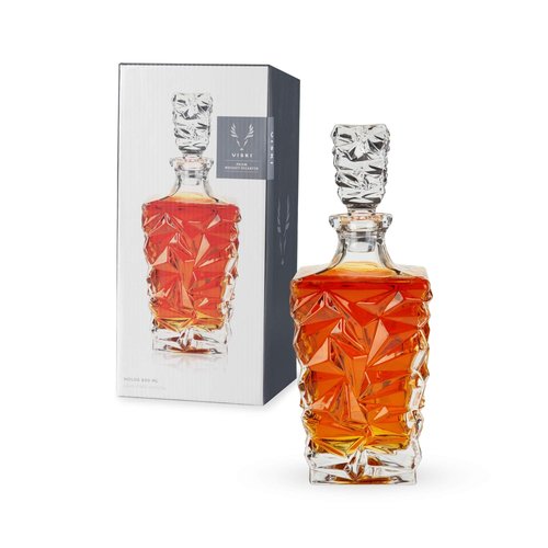 Viski Prism Whiskey Decanter with Stopper, Crystal Liquor Decanter for Bourbon, Scotch, Vodka, Spirits, Wedding Gifts, Man Cave Essentials, Elegant Home Bar Accessories, 29 oz (850 ml)