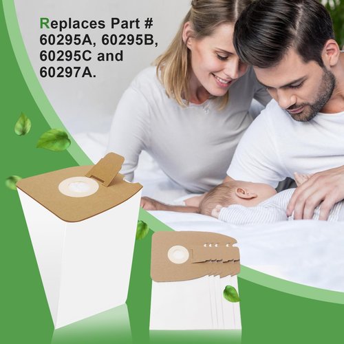 9 Pack MM Vacuum Bags Replacement for Eureka Mighty Mite Vacuum Bags, Eureka Mighty Mite 3670 and 3680 Series, Replaces Part # 60295, 60295A, 60295B 60295C, 60296 & 60297A