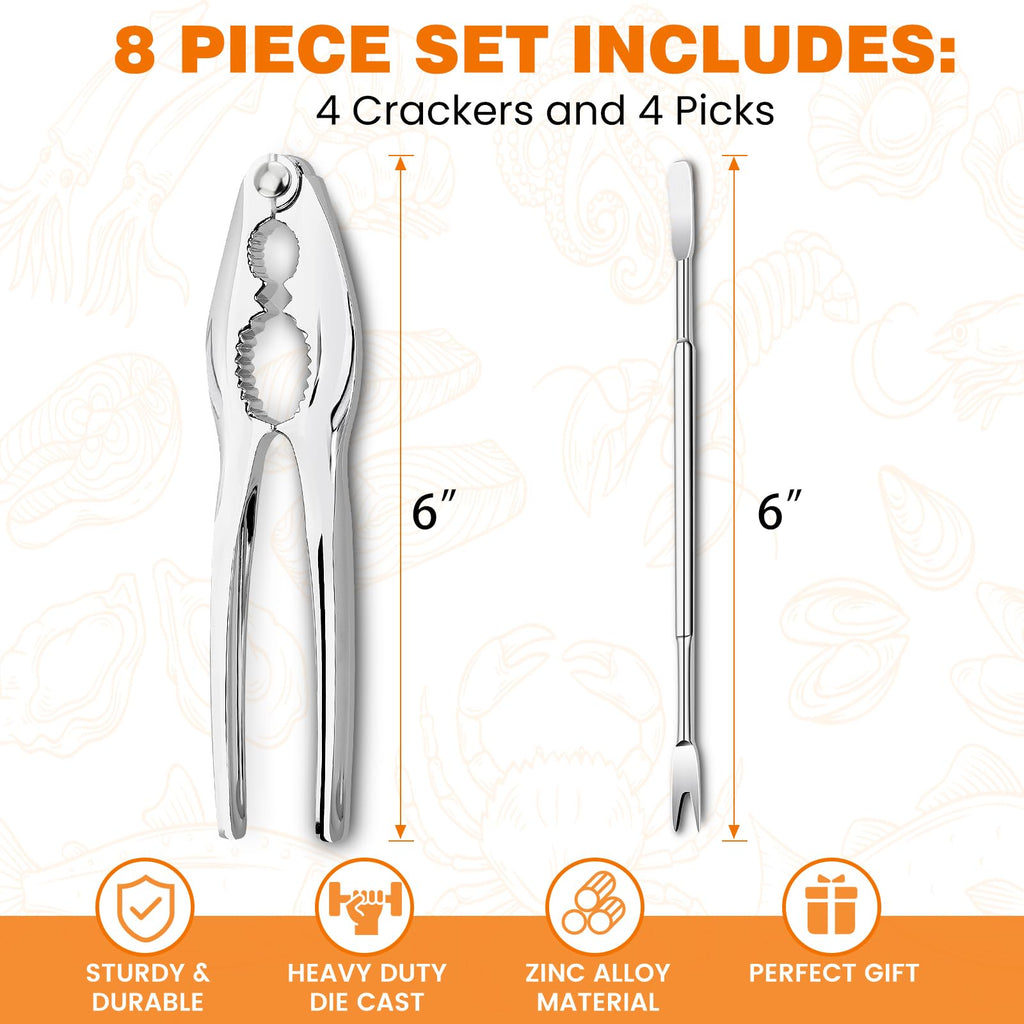 LA NOVO Crab Crackers and Tools, Set of 4, Especial Gift Box