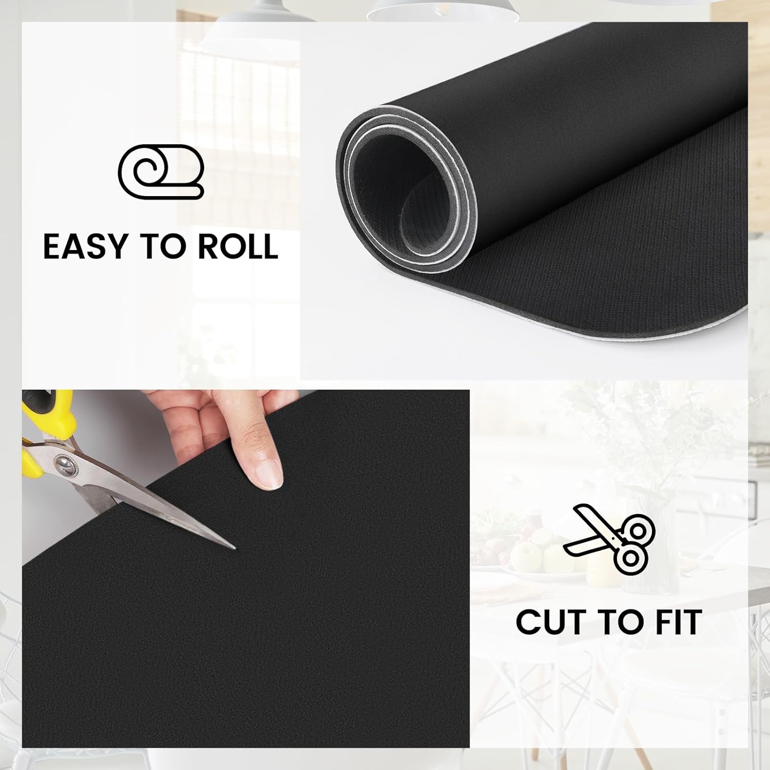 WISELIFE Dish Drying Mat - Super Absorbent Kitchen Counter Mat | Easy Clean, 15"x18", Classic Black
