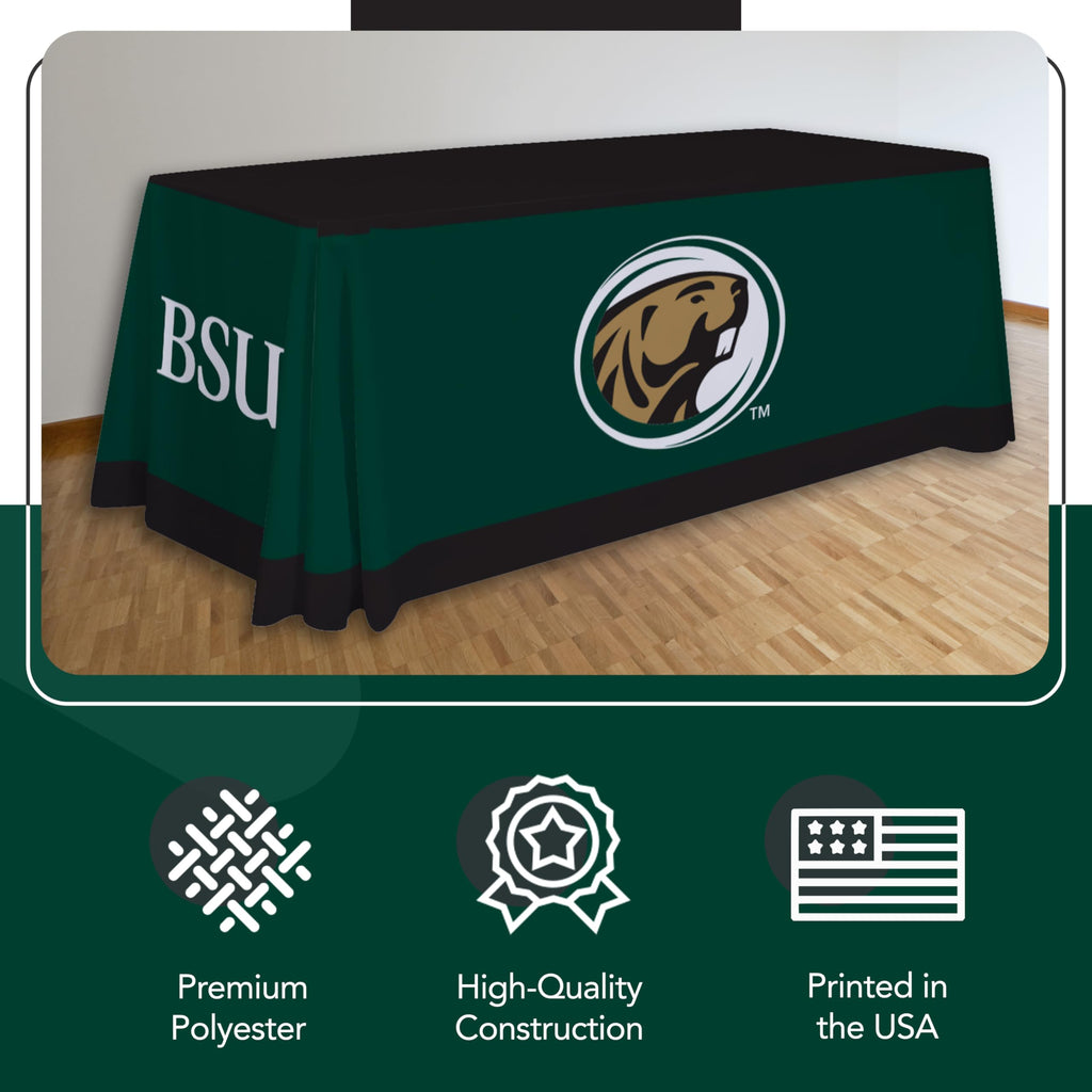 Victory Corps Bemidji State Beavers College Sports Printed Table Throw - NCAA Licensed - Polyester - School Tablecloth (Green, Black) (6' Draped)