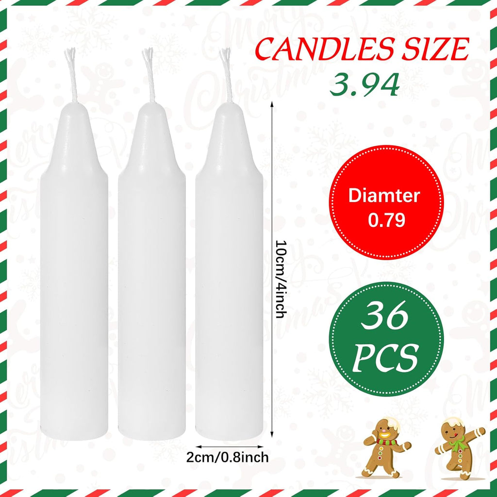 Nuanchu Christmas Tree Candles - 36 Pcs Traditional Wax Candles for Holiday Decor | 4 x 0.8 Inches (White)