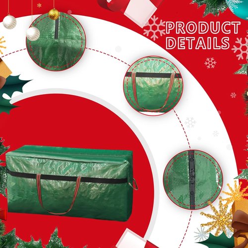 Christmas Tree Bag - Waterproof & Tearproof Storage for 4FT/5FT Trees | Easy Transport & Organization - Green