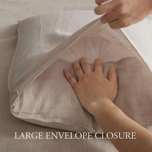 DAPU 100% Linen Duvet Cover Set - Breathable Natural French Flax | Soft, Lightweight, Durable for Hot Sleepers (Queen)
