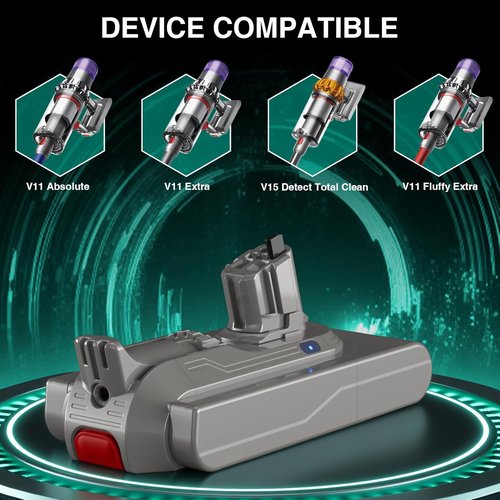 EGR 9000mAh V11 Battery Replacement - Click-In Installation for Dyson V11, V15, Absolute, Animal & More