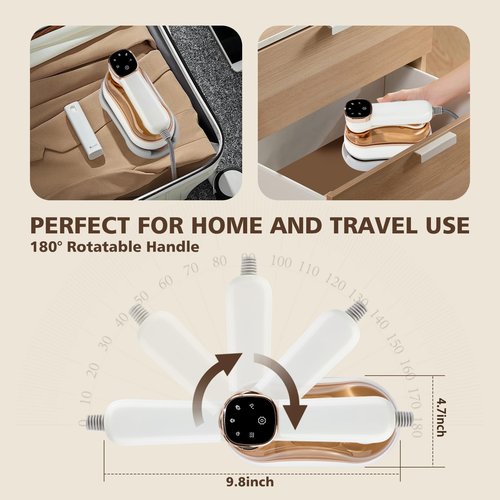 Portable Steamer Iron for Clothes, 1200W Handheld Mini Travel Steamer with 4 Modes, 150ml Powerful Clothes Wrinkle Remover with LCD Display, A Small Iron Suitable for Home, Dorm & Travel (Beige)