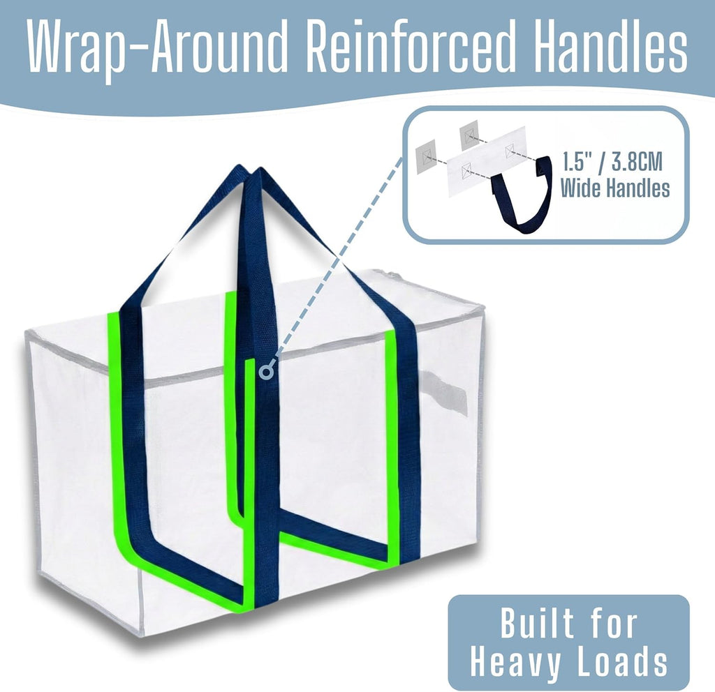 VENO Heavy Duty Moving Bags - Extra Large Storage Solution with Reinforced Handles & Strong Zippers | 2 Pack, Foldable & Reusable