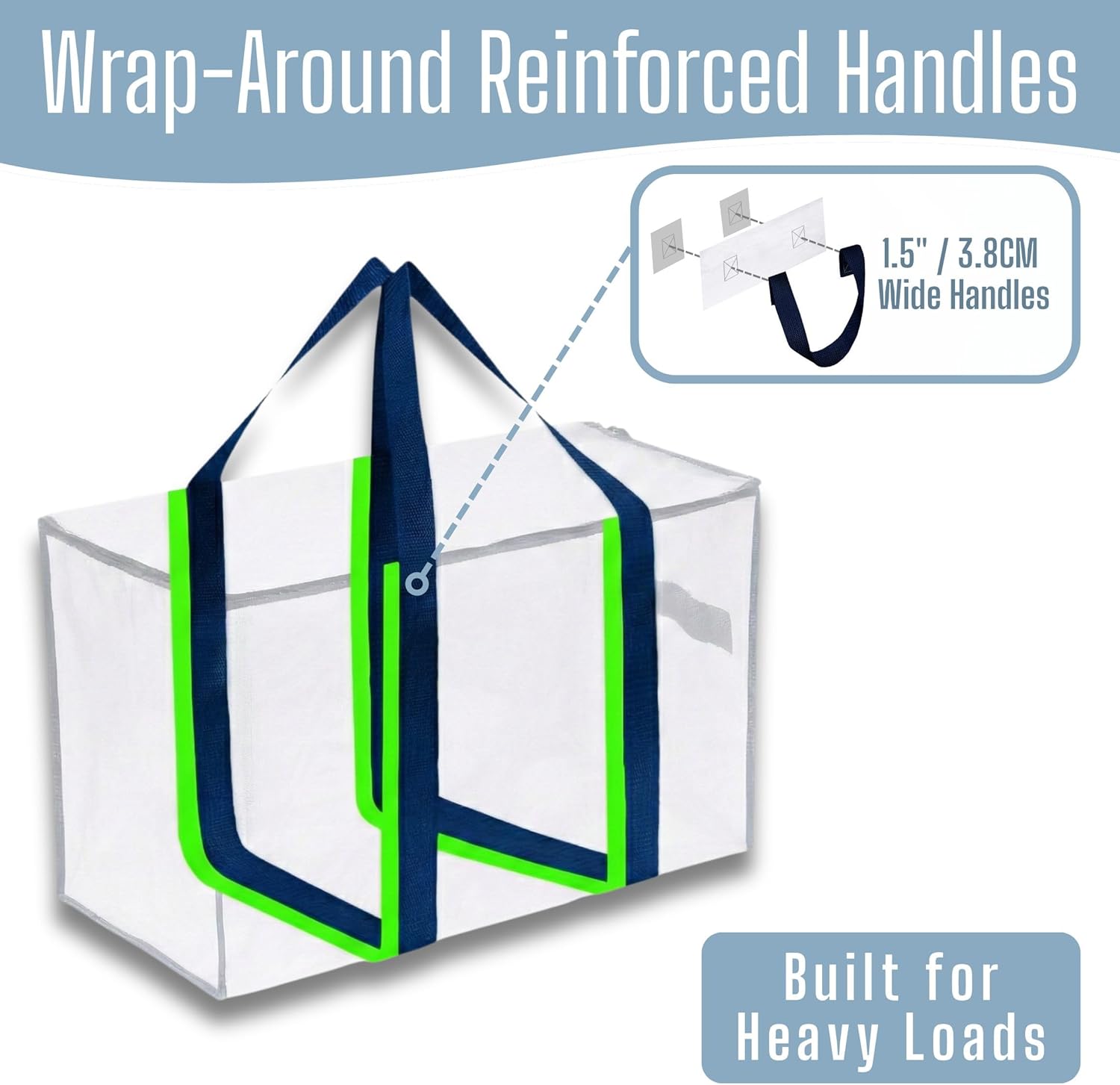 VENO Heavy Duty Moving Bags - Extra Large Storage Solution with Reinforced Handles & Strong Zippers | 2 Pack, Foldable & Reusable