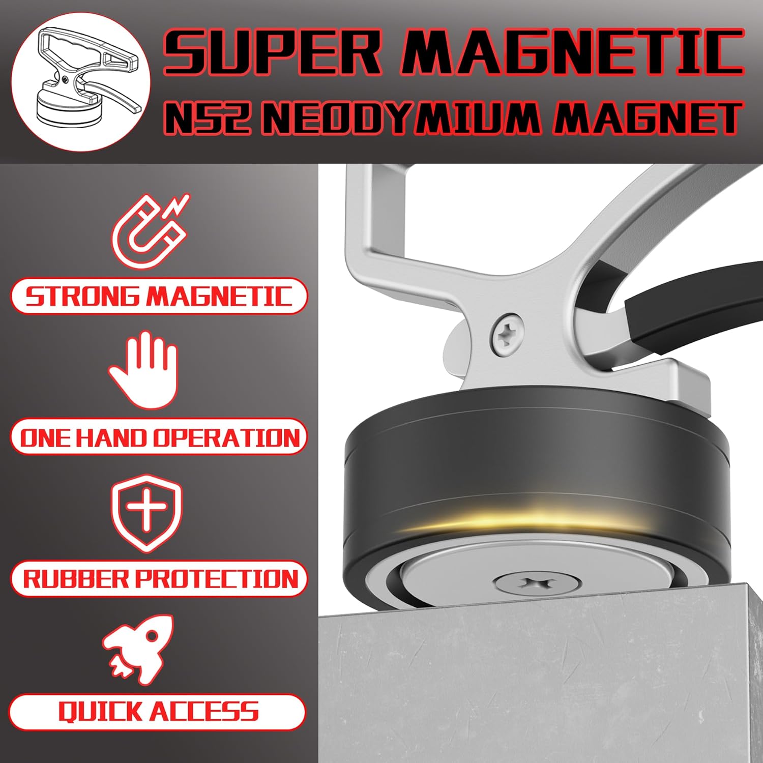 ULIBERMAGNET Heavy Duty Magnetic Pickup Tool - Quick Release Ergonomic Handle for Iron & Steel