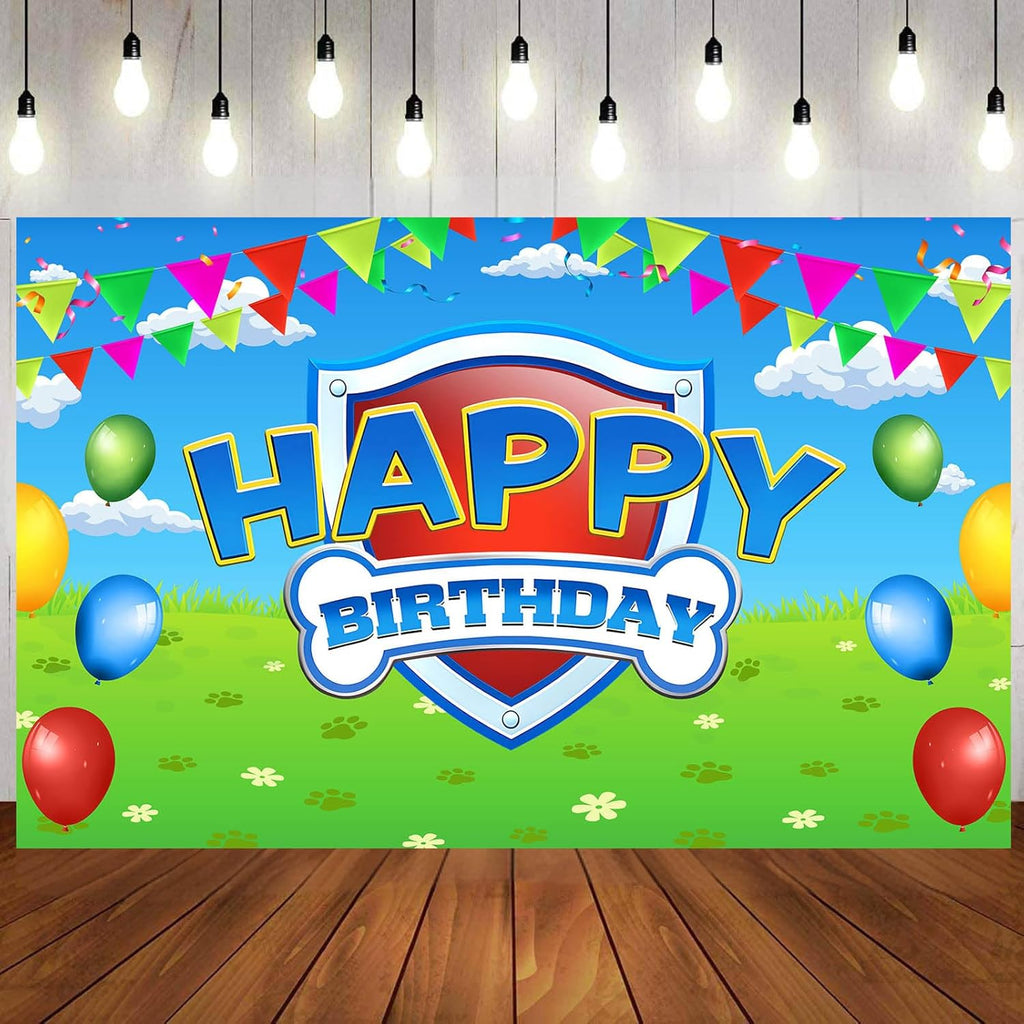 Paw Birthday Party Decorations - 70in X 43in Blue Dog Photo Backdrop for Kids' Rooms & Baby Showers