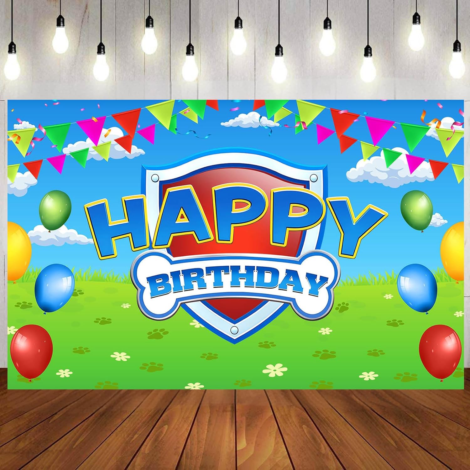 Paw Birthday Party Decorations - 70in X 43in Blue Dog Photo Backdrop for Kids' Rooms & Baby Showers