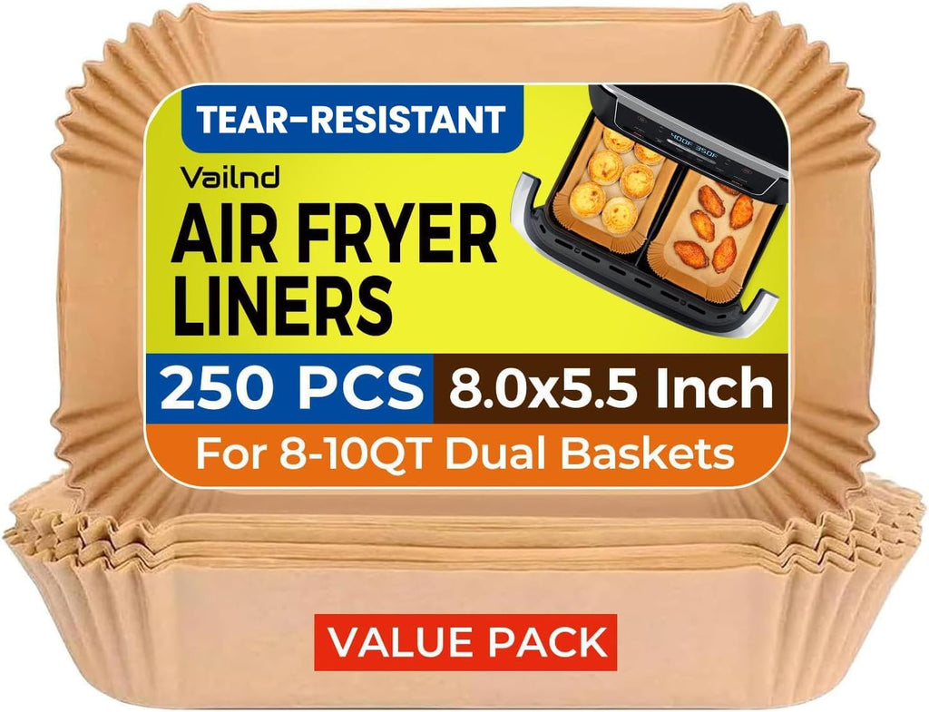 Vailnd Air Fryer Liners - Disposable Parchment Paper Sheets, 250 Pcs, 8x5.5 Inch for Ninja & Chefman