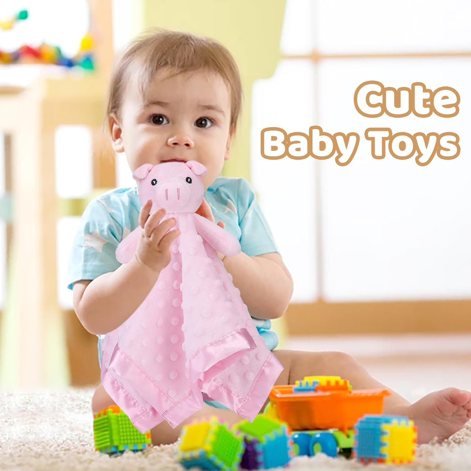 Pro Goleem Pig Lovey - Soft Security Blanket & Snuggle Toy for Newborns | 16 Inch Baby Gift