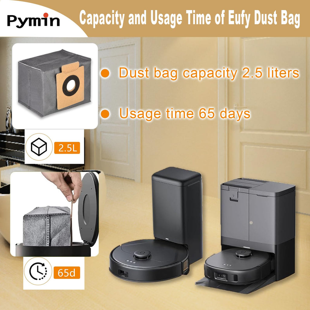 Pymin 20 PCS Vacuum Accessories for Eufy X10 Pro Omni Cleaner Robot, Replacement Parts Kit with 10 Mop Pads+10 Vacuum Bags