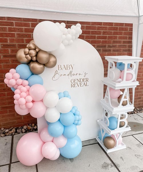 Pink and Blue Balloons Garland Kit, 124pcs Pink White Blue Latex Balloons Arch for Birthday, Baby Shower, Gender Reveal Party Decoration