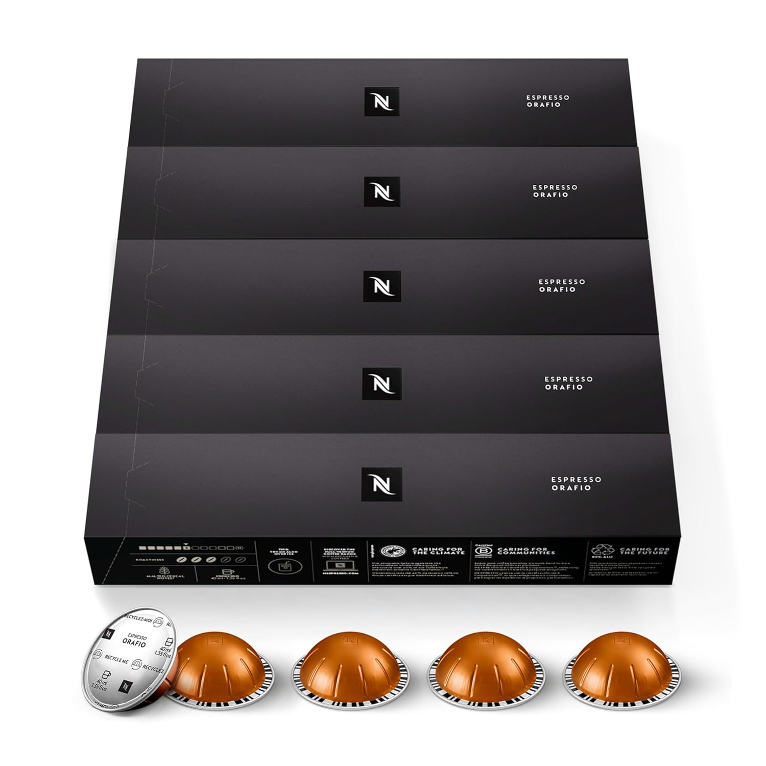 Nespresso Vertuo Orafio Espresso Coffee Capsules - Medium Roast, 50 Count Pack
