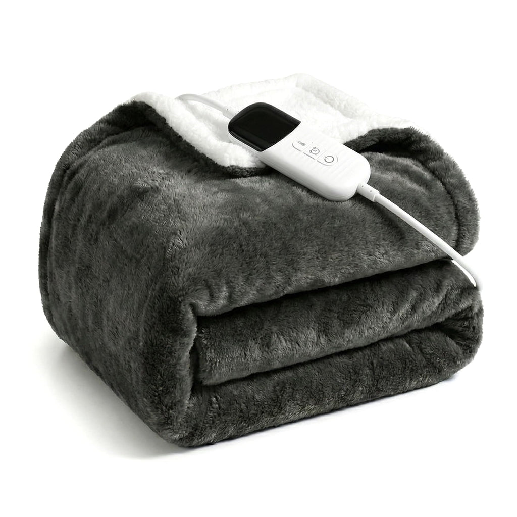 Predoks Heated Blanket, 50”x60” Throw Size Electric Blanket with Auto Shut-Off, Ultra Soft Flannel Fleece Fast Heating Blanket, Overheat Protection, Machine Washable for Home & Bedroom