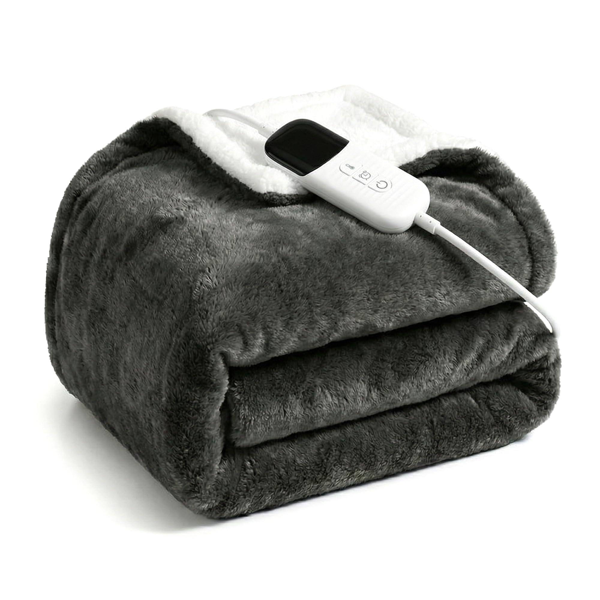 Predoks Heated Blanket, 50”x60” Throw Size Electric Blanket with Auto Shut-Off, Ultra Soft Flannel Fleece Fast Heating Blanket, Overheat Protection, Machine Washable for Home & Bedroom