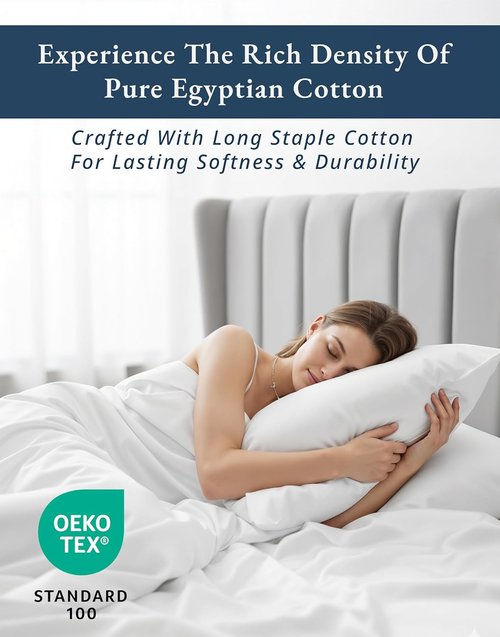 100% Egyptian Cotton Sheets King Size - Ultra-Soft & Breathable 4-Piece Set with Deep Pockets | Luxurious White Sateen Weave