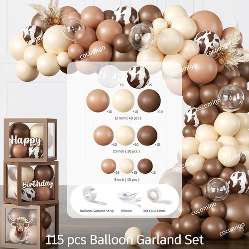 cocomigo 300 PCS Highland Cow Birthday Decorations, All-in-One Party Pack with Backdrop, Balloon, Plates and Napkins, for Highland Cow Themed Birthday Party, Serves 25 Guests