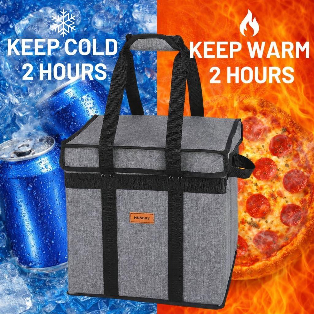 Musbus Insulated Grocery Tote Bag - Reusable, Foldable Cooler with Lid, 30L Capacity, Water-Resistant