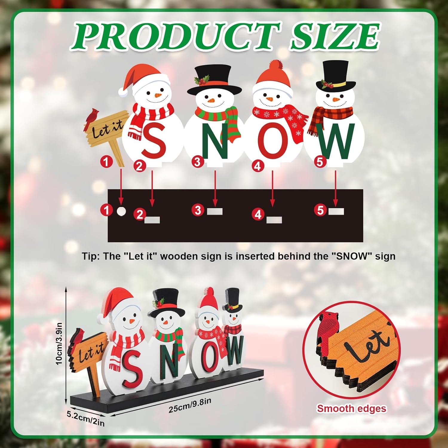 Wooden Snowman Table Centerpieces - Festive Christmas Decor for Holiday Office & Home | Farmhouse Winter Style