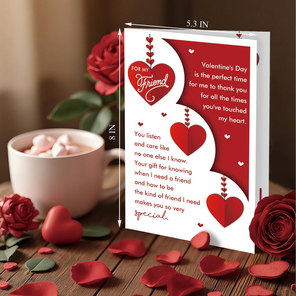 Supoeguk Heartfelt Valentine's Day Card for Friend, Romantic Best Friend Valentines Cards Gifts, You Are One of The Kindest Friends Anyone Could Hope for